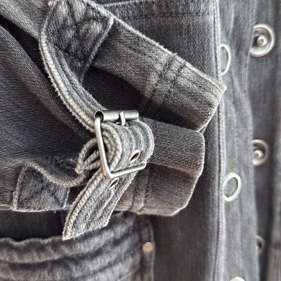 Coldwater Creek Knit Denim Jean Jacket Grey Soft Stretch Snap Petite Large PL - Picture 5 of 9